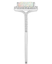 Lab-Grown Opal (3/4 ct. t.w.) and Sapphire (1/4 Halo Ring 10K White Gold
