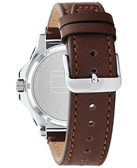 Tommy Hilfiger Men's Brown Leather Strap Watch 44mm