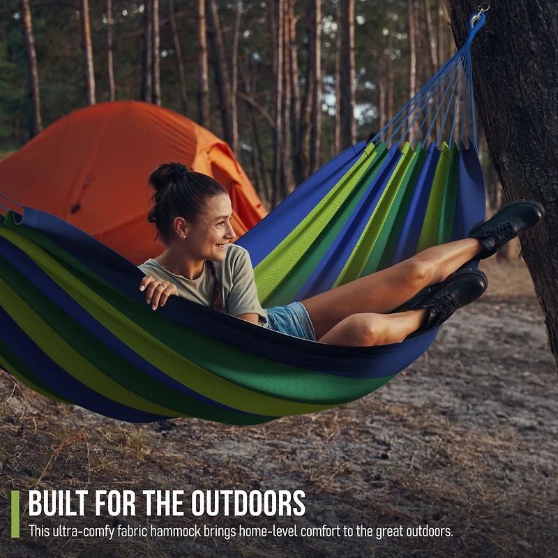 Sorbus Brazilian Double Hammock - Extra-Long Two Person Portable Hammock Bed for Indoor or Outdoor Spaces - Hanging Rope