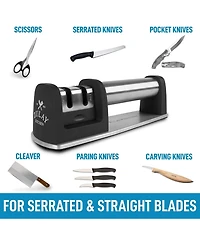Premium Quality Knife Sharpener for Straight and Serrated Knives Stainless Steel Ceramic Tungsten