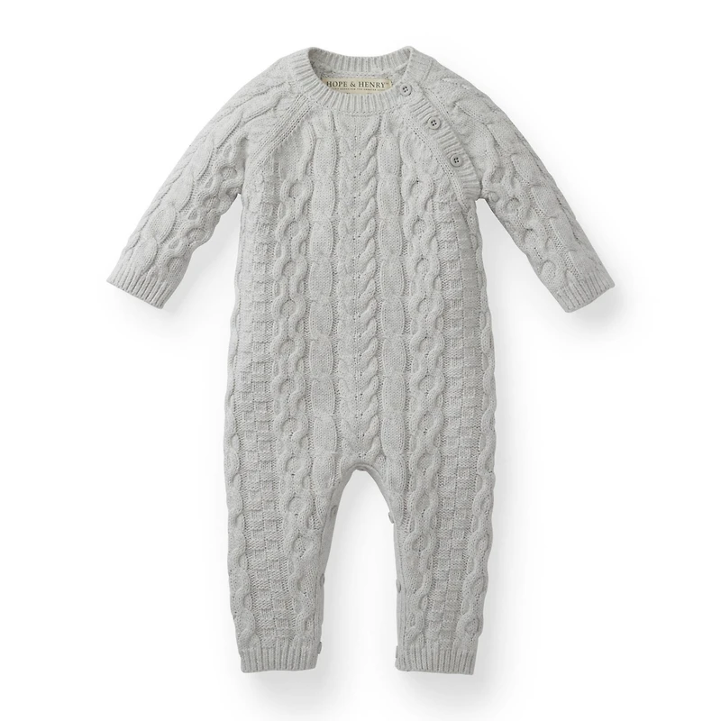Hope & Henry Baby Boys Organic Cable Knit Sweater Romper