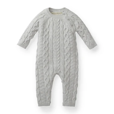 Hope & Henry Baby Boys Organic Cable Knit Sweater Romper