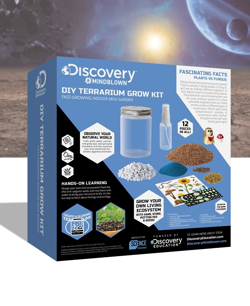 Discovery Kids Diy Terrarium Grow Kit, Fast-Growing Indoor Mini Garden