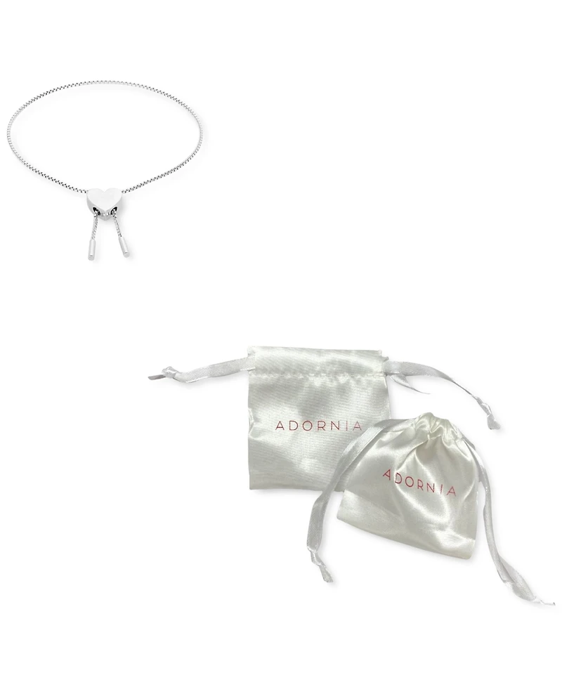 Adornia Heart Bolo Bracelet - Silver