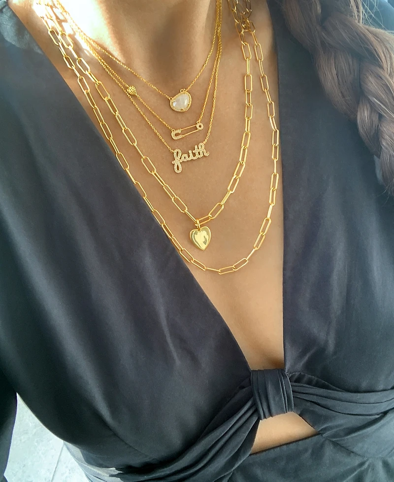 Adornia Paperclip Chain Necklace with Heart