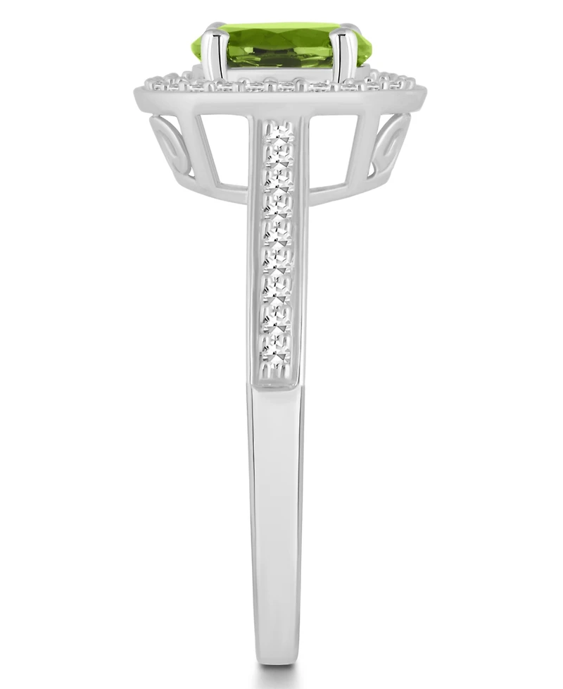Macy's Peridot (1-1/2 ct. t.w.) and Diamond (1/5 Halo Ring Sterling Silver