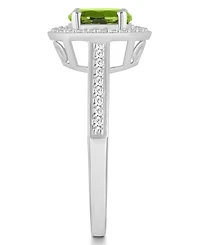 Macy's Peridot (1-1/2 ct. t.w.) and Diamond (1/5 Halo Ring Sterling Silver