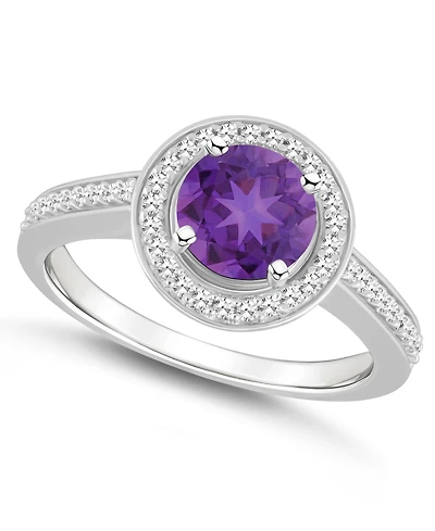 Macy's Amethyst (1-1/4 ct. t.w.) and Diamond (1/5 Halo Ring Sterling Silver
