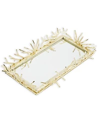 Classic Touch Rectangular Decorative Mirror Tray Design Border, 12" x 6"