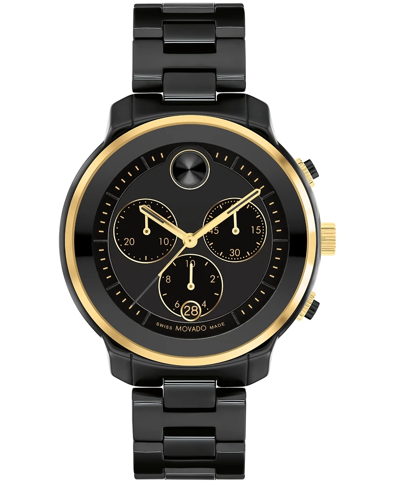 Movado Women's Bold Verso Swiss Quartz Black Ceramic Bracelet Watch 39mm