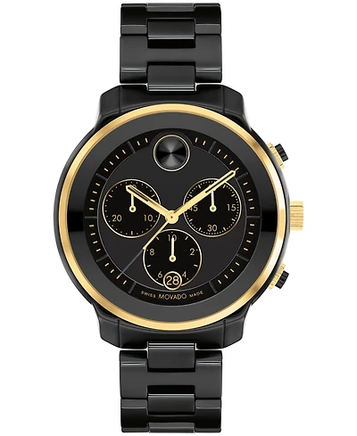 Movado Women's Bold Verso Swiss Quartz Black Ceramic Bracelet Watch 39mm