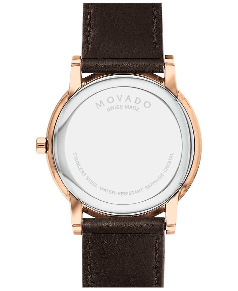 Movado Men's Museum Classic Swiss Quartz Brown Genuine Leather Strap Watch 40mm