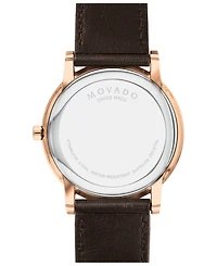 Movado Men's Museum Classic Swiss Quartz Brown Genuine Leather Strap Watch 40mm