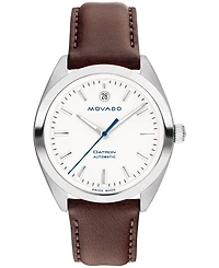 Movado Men's Heritage Datron Swiss Automatic Chocolate Genuine Leather Strap Watch 40mm