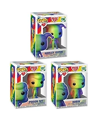 Funko Pop Heroes Dc Pride Collectors Set Rainbow Glitter 3 Figure Set Harley Quinn Poison Ivy Robin