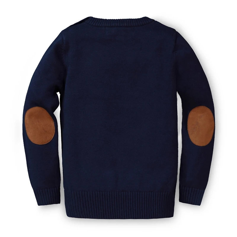 Hope & Henry Baby Girls Long Sleeve Intarsia Horse Sweater with Elbow Patches