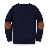Hope & Henry Baby Girls Long Sleeve Intarsia Horse Sweater with Elbow Patches