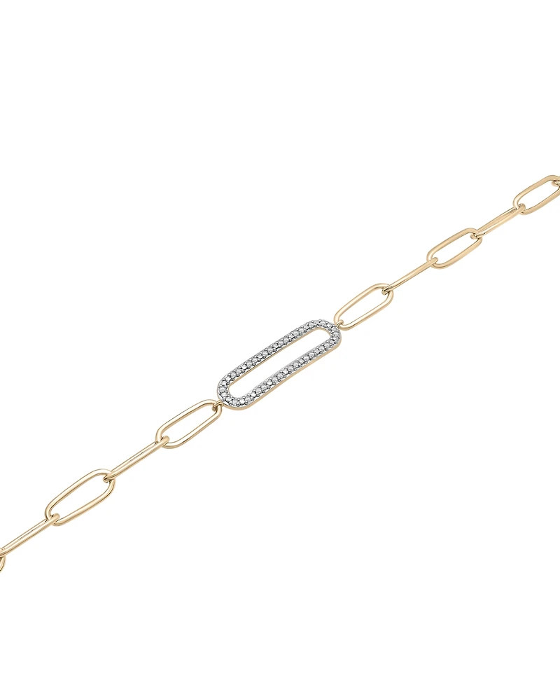 Diamond Elongated Pave Link Paperclip Link Bracelet (1/6 ct. t.w.) in 14k Gold-Plated Sterling Silver, Created for Macy's