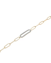 Diamond Elongated Pave Link Paperclip Link Bracelet (1/6 ct. t.w.) in 14k Gold-Plated Sterling Silver, Created for Macy's