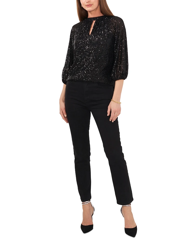 Vince Camuto Women's Keyhole Detail Raglan Sleeve Top