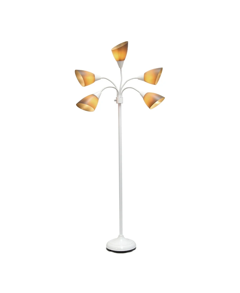 Simple Designs 5 Light Adjustable Gooseneck Floor Lamp with Shades