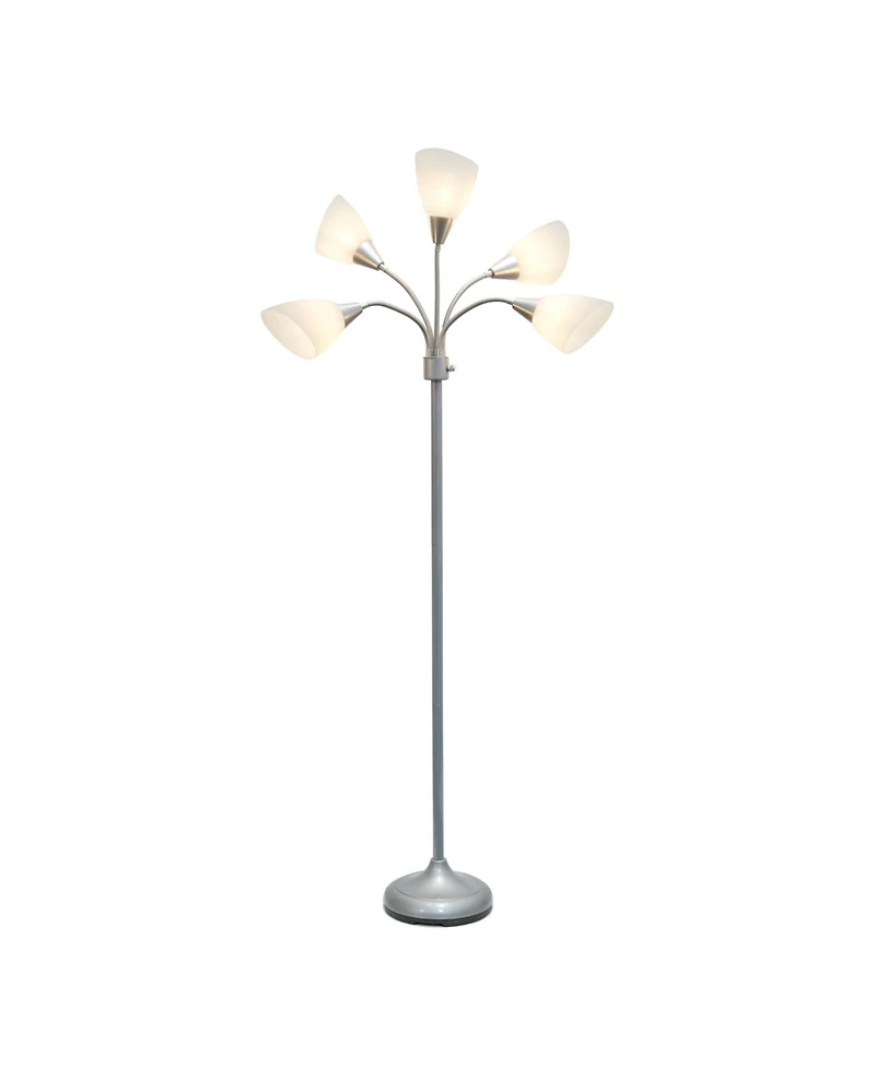 Simple Designs 5 Light Adjustable Gooseneck Floor Lamp with Shades