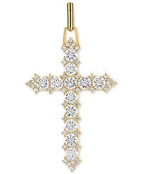 Esquire Men's Jewelry Cubic Zirconia Cross Pendant in 14k Gold-Plated Sterling Silver, Created for Macy's