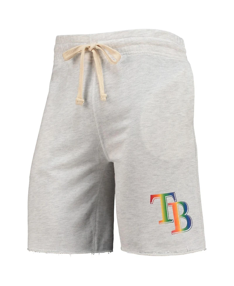 Men's Concepts Sport Oatmeal Tampa Bay Rays Mainstream Logo Terry Tri-Blend Shorts