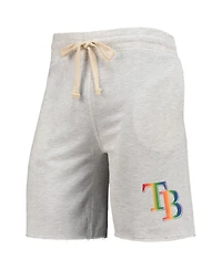 Men's Concepts Sport Oatmeal Tampa Bay Rays Mainstream Logo Terry Tri-Blend Shorts