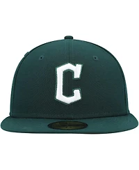 Men's New Era Green Cleveland Guardians Logo White 59FIFTY Fitted Hat