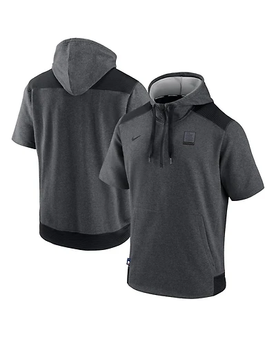 Men's Nike Heathered Charcoal, Black St. Louis Cardinals Authentic Collection Dry Flux Performance Quarter-zip Short Sleeve Hoodie