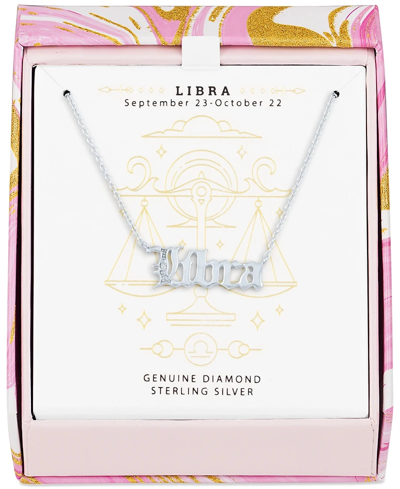 Diamond Accent Zodiac Name 18" Pendant Necklace in Sterling Silver or 14k Gold-Plated Sterling Silver