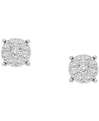 Diamond Cluster Stud Earrings (1/5 ct. t.w.) in Sterling Silver