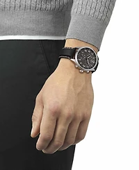 Tissot Men's Swiss Chronograph Xl Anthracite Leather Strap Watch 45mm