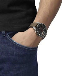 Tissot Men's Swiss T-Touch Connect Solar Beige Textile & Leather Strap Smart Watch 48mm