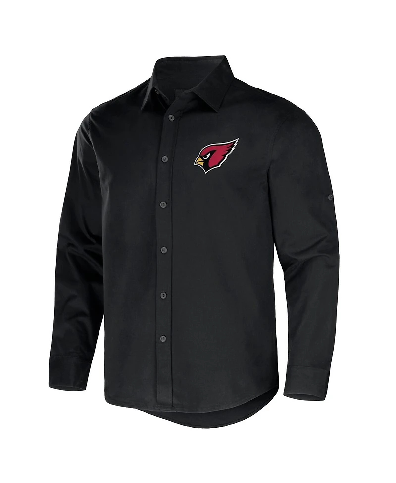 Men's Nfl x Darius Rucker Collection by Fanatics Black Arizona Cardinals Convertible Twill Long Sleeve Button-Up Shirt