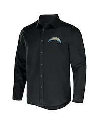 Men's Nfl x Darius Rucker Collection by Fanatics Black Los Angeles Chargers Convertible Twill Long Sleeve Button-Up Shirt