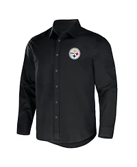 Men's Nfl x Darius Rucker Collection by Fanatics Black Pittsburgh Steelers Convertible Twill Long Sleeve Button-Up Shirt