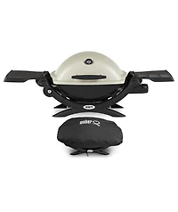 Weber Q1200 Liquid Propane Grill (Titanium) With Grill Cover
