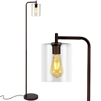 Elizabeth Modern Led Gold Floor Lamp with Glass Shade (66"), Edison Bulb Included