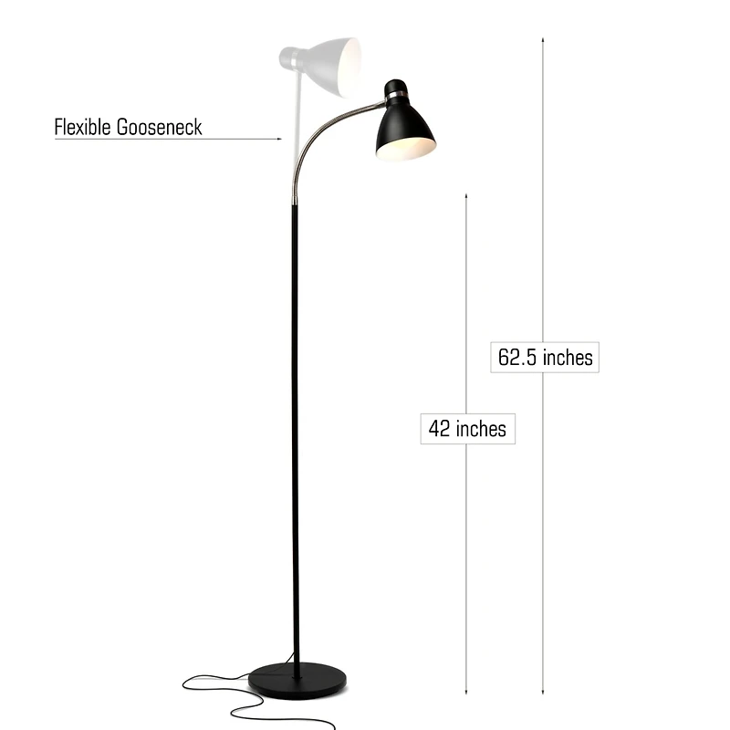 Avery Adjustable Gooseneck Led Reading Floor Lamp (63"), Light Bulb Included