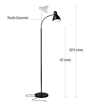 Avery Adjustable Gooseneck Led Reading Floor Lamp (63"), Light Bulb Included