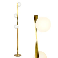 Nola Contemporary Twist Gold Led Floor Lamp with Globe Shades (60")