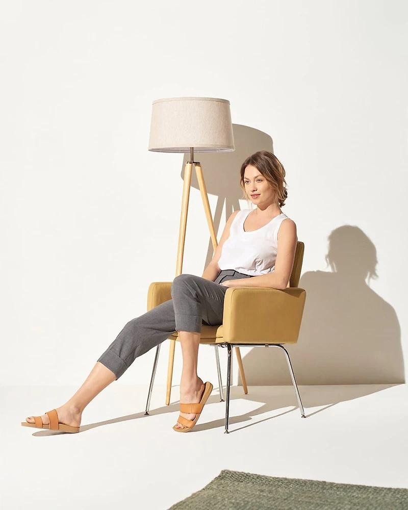Emma 61" Led Contemporary Tripod Floor Lamp with Wooden Legs