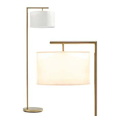 Brightech Montage Modern 60" Led Arc Floor Lamp with Fabric Drum Shade, Smart Plug Compatible, Bulb Included
