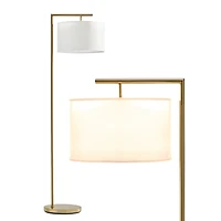 Brightech Montage Modern 60" Led Arc Floor Lamp with Fabric Drum Shade, Smart Plug Compatible, Bulb Included