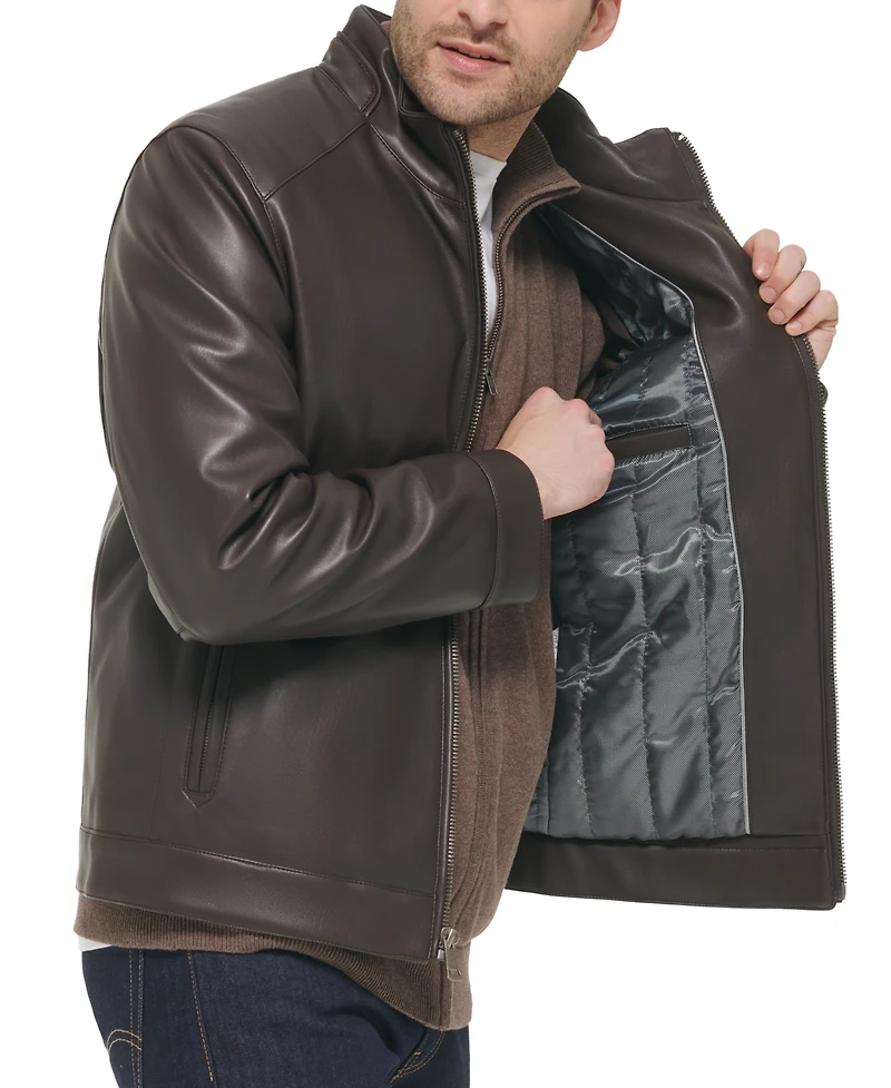 Cole Haan Men's Faux-Leather Motto Jacket