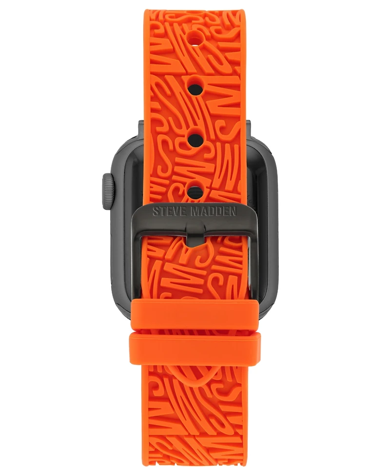 Steve Madden Women's Orange Silicone Debossed Swirl Logo Band designed for Apple Watch 42mm (Series 1-3 only) & 44/45/46/49mm (Ultra & Ultra 2)