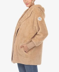 White Mark Women's Plush Hooded with Pockets Jacket