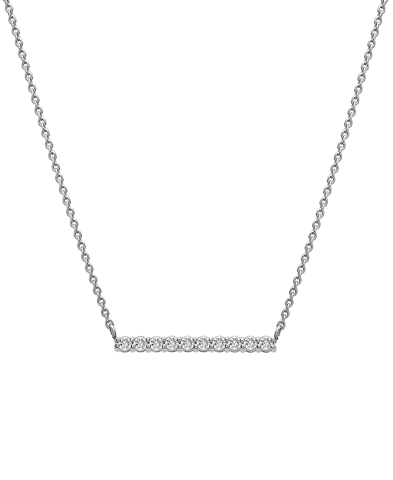 Wrapped Diamond Bar Pendant Necklace (1/6 ct. t.w.) 14K White Gold or Yellow Gold, 18" + 2" extender, Created for Macy's